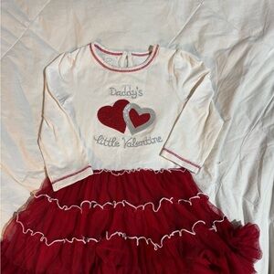 Valentine's Heart onesie with Red Tulle Skirt